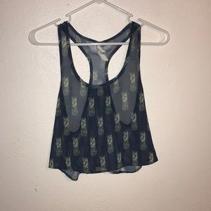 Bethany Mota dark blue pineapple crop top